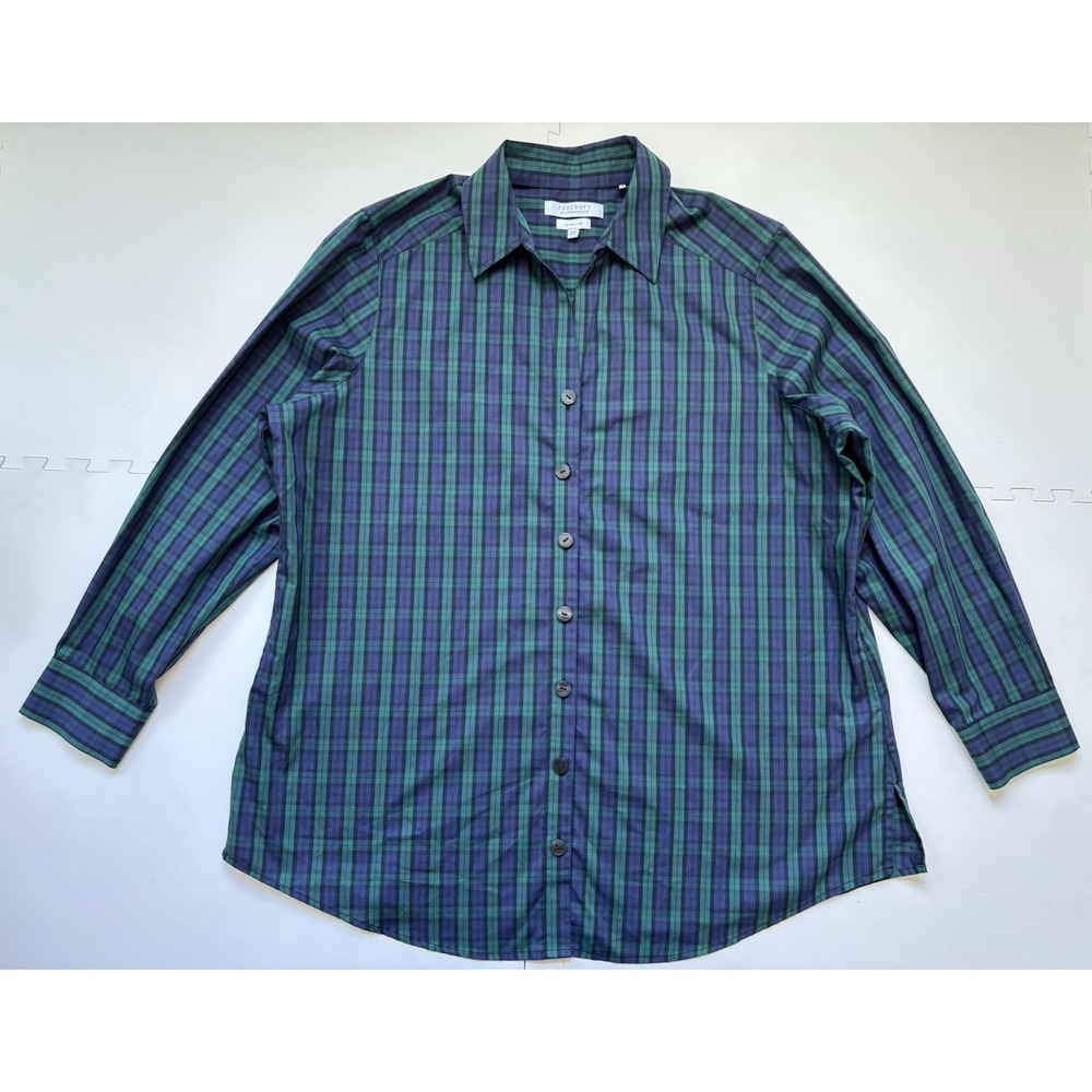FOXCROFT Plaid Shirt Womens Wrinkle Free Shaped Button Up Tartan  - Size 16W